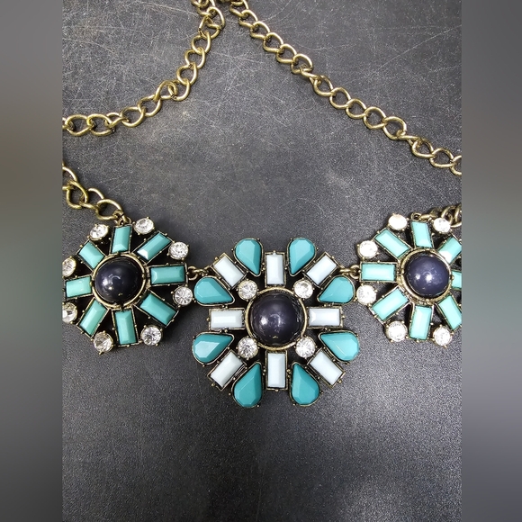 Vintage J. Crew turquoise and pearl statement necklace - Picture 1 of 4